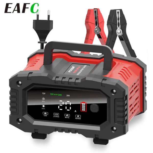 12V/24V Fully Automatic Battery Charger - 7-Stage Smart Car Charger with Pulse Repair AGM, Gel, Wet, LiFePO4, Lead Acid Batteries & Safety Protection, Microprocessor-Controlled Charging - Image 7