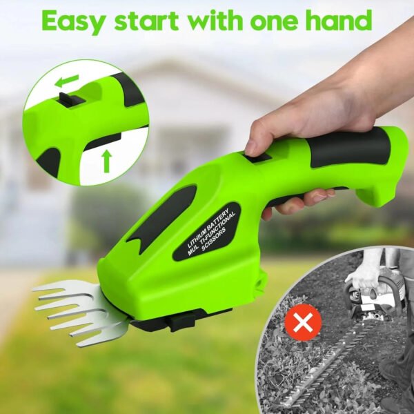 Cordless Grass Shear & Electric Hedge Trimmer 2 in 1 Handheld Hedge Trimmer 3.6V Electric Grass Cutter Rechargeable Battery