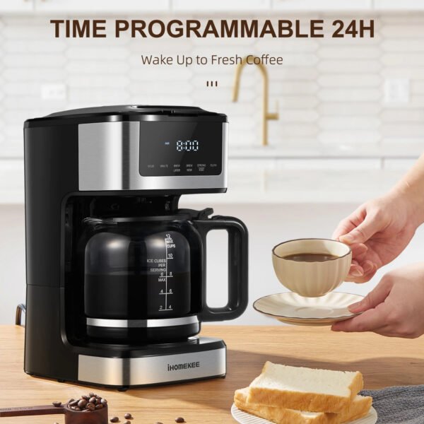 12-Cup Programmable Drip Coffee Maker | Touchscreen Coffee Machine with Iced Coffee Function & Regular/Strong Brew Options - Image 3