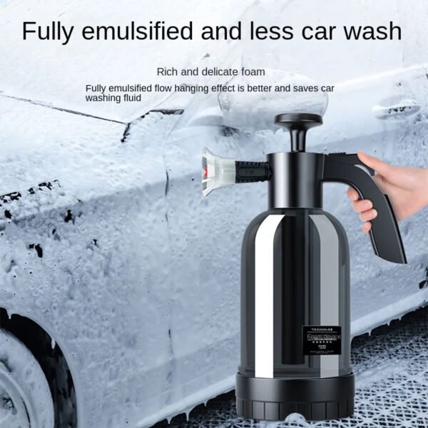 2L Hand Pump Foam Sprayer - Multi-Function Car Wash Spray Bottle with 3 Nozzle Types | High-Pressure Snow Foam Cannon for Car & Window Cleaning - Image 2