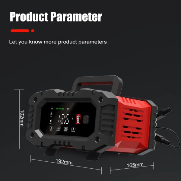 12V/24V Fully Automatic Battery Charger - 7-Stage Smart Car Charger with Pulse Repair AGM, Gel, Wet, LiFePO4, Lead Acid Batteries & Safety Protection, Microprocessor-Controlled Charging - Image 2