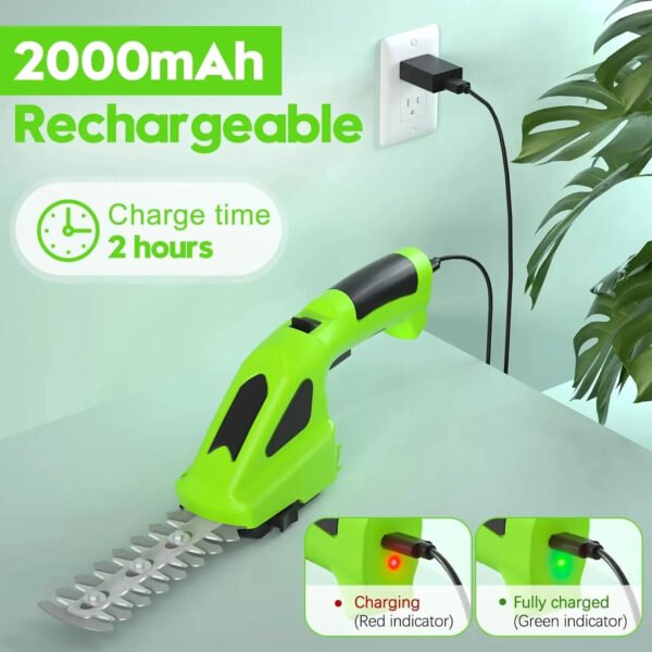 Cordless Grass Shear & Electric Hedge Trimmer 2 in 1 Handheld Hedge Trimmer 3.6V Electric Grass Cutter Rechargeable Battery - Image 3