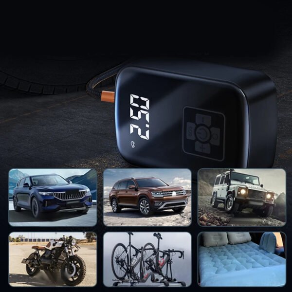 Wireless Portable Car Air Pump - Electric Tire Inflator for Cars & More | Fast Inflation, Compact Design, Durable & Easy to Use - Image 6