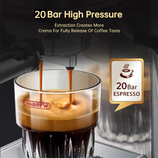 HiBREW H11 Espresso Coffee Machine | 19 Bar Semi-Automatic, ESE Pod & Ground Coffee Maker | Super Slim Design, Stainless Steel, Rapid Heating - Image 2