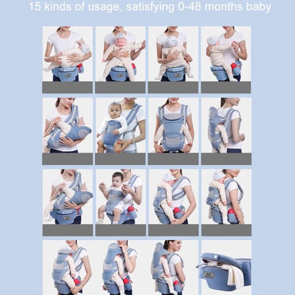 Newborn Ergonomic Baby Carrier Backpack | Infant Hip Seat Carrier with Kangaroo Wrap Sling | Front Facing & Travel-Friendly - Image 5