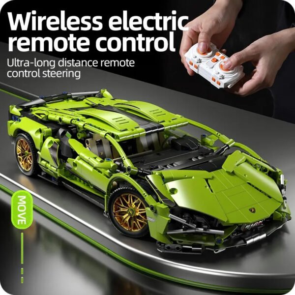 Lego-Compatible Racing Supercar Building Kit - 1280+ PCS Technical Speed Car Model with Remote Control & Motors | STEM Toy for Kids & Adults - Image 4