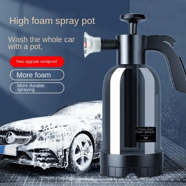 2L Hand Pump Foam Sprayer - Multi-Function Car Wash Spray Bottle with 3 Nozzle Types | High-Pressure Snow Foam Cannon for Car & Window Cleaning