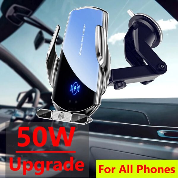 50W Wireless Car Phone Magnetic Charger & Holder/Mount for Samsung S24, S23, S22, iPhone 16, 15, 14, 13, 12 Pro Max | Auto-Clamping, Fast Charging Air Vent Mount | Qi-Compatible - Image 7